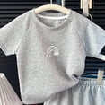 thumbnail image 3 of Ulanda Toddler Baby Boy Girl Summer Outfit Short Sleeve Rainbow T-Shirt Top Solid Color Shorts 2PCS Cute Clothes (Grey, 3-4 Years), 3 of 4