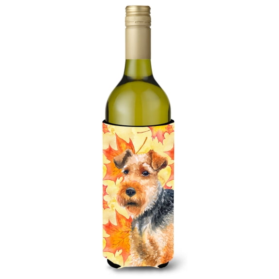 Carolines Treasures BB9961LITERK Welsh Terrier Fall Wine Bottle Beverge Insulator Hugger  Wine Bottle multicolor