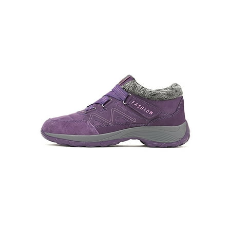 

Difumos Mens Athletic Low Top Walking Shoe Magic Tape Ankle Bootie Outdoor Comfortable Warm Booties Purple 9