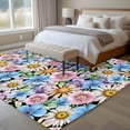 thumbnail image 5 of Retro Flower Large Area Rugs 8x10 ft Watercolor Pink Blue Purple Floral Daisy Green Leaf Black Back Washable Rug Non Slip Indoor Carpet Absorbent Floor Mat for Living Room Bedroom Dining Room, 5 of 9