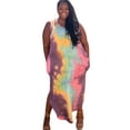 thumbnail image 3 of Plus Size Tie Dye V Neck Tie Dye Round Hem Maxi Dress, 3 of 4