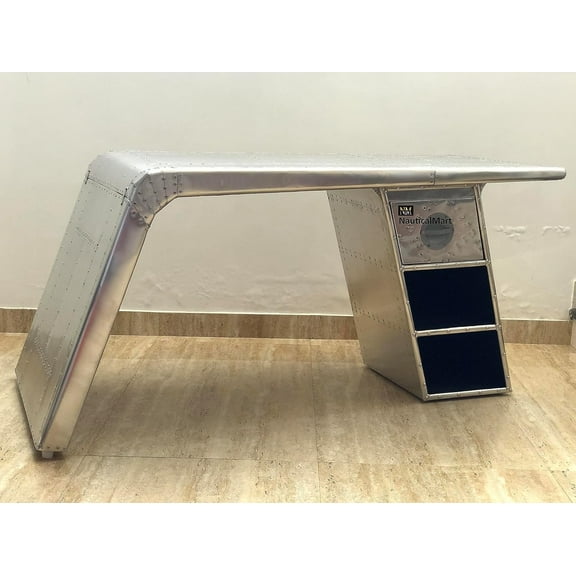 NauticalMart Aviator Airplane Wing Desk Aluminium Table Aviator Home Office Living Room Furniture (68 Inches)