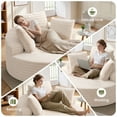 thumbnail image 4 of COOLHUT 59" Oversized Round Chaise Lounge Sofa, Cozy Round Chaise Lounge Sofa Bed, Fluffy Plush Deep Seat Sofa, Comfy Upholstered Sleeper Couch for Living Room, Bedroom, Beige, 4 of 11