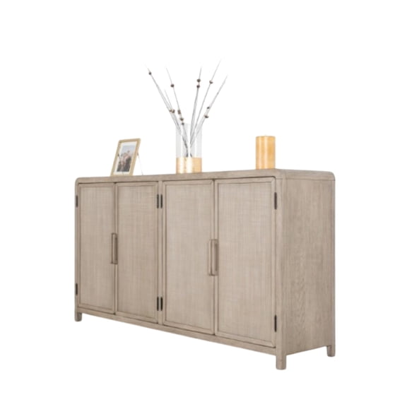 Giva Sideboard Buffet Console 4 Doors, Rattan Patterns, Brown 68 Inch