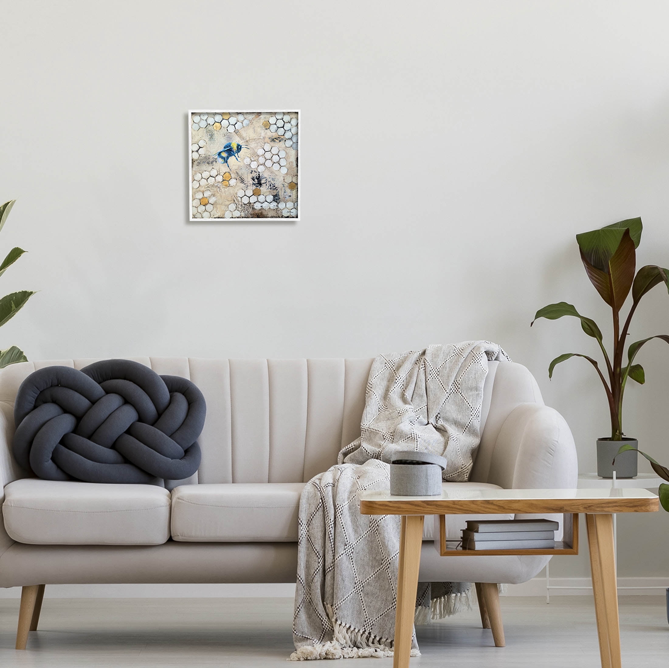 Stupell Industries Bee Insect Collaged Botanical Hive Graphic Art White Framed Art Print Wall Art, Design by Britt Hallowell