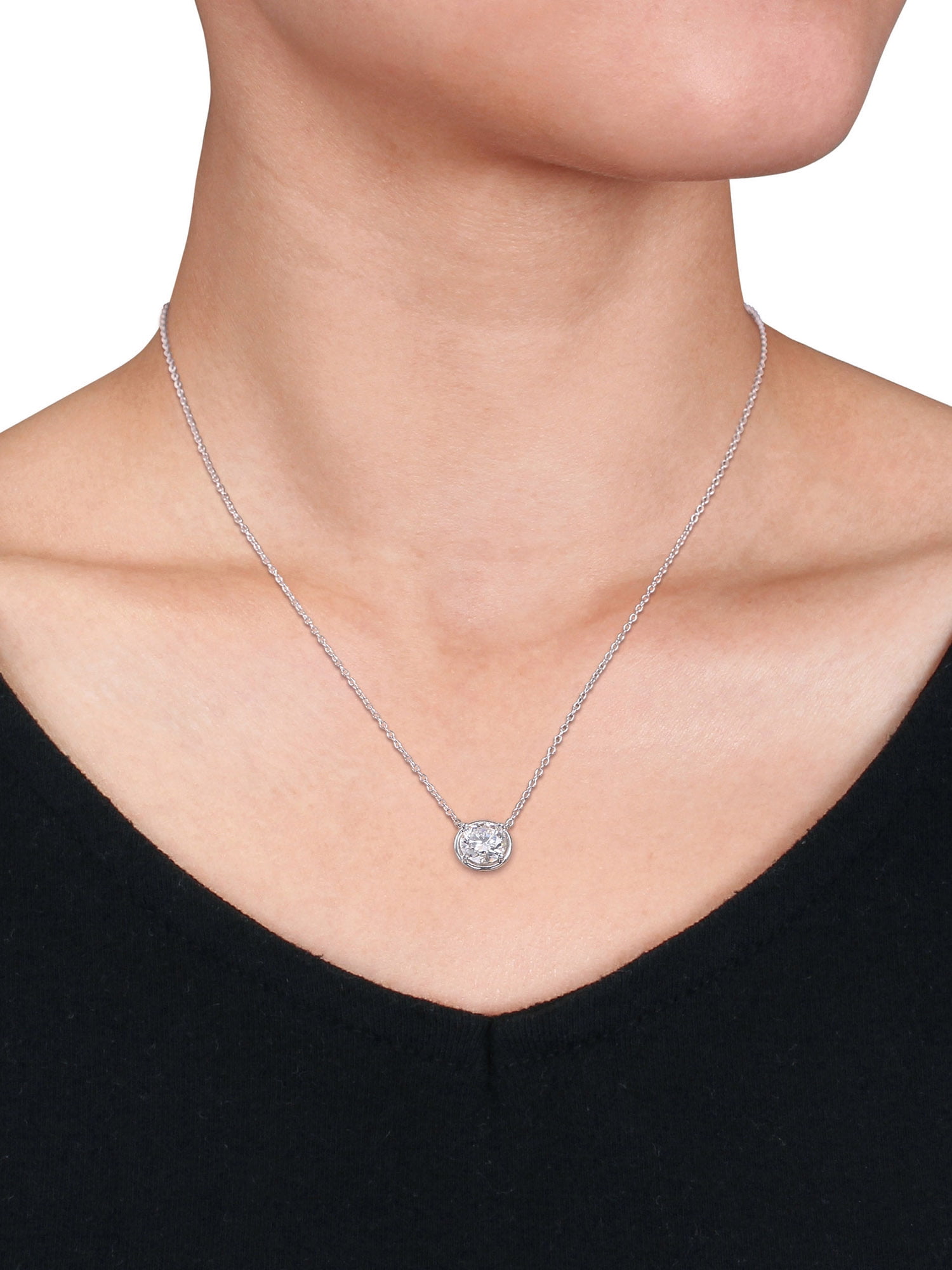 Everly 1-4/5 Carat T.G.W. Created White Moissanite Sterling Silver Solitaire Necklace