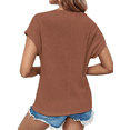 thumbnail image 4 of UVN Blouses for Women Summer Short Sleeve Crewneck Dressy Shirts Casual Waffle Knit Hollow Out Tunic Tops, 4 of 9