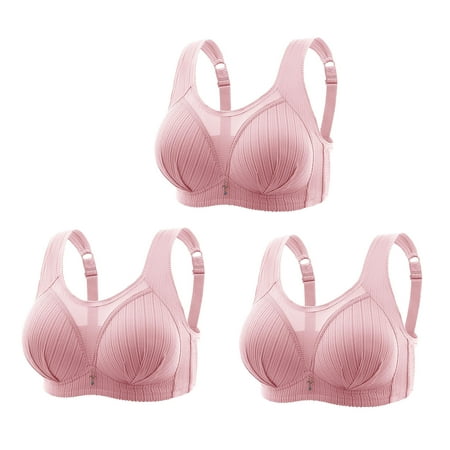 Crunowin Women s Plus Size Bra 3 Pack  Wire Free Comfort Solid Color Behind Buckle Breathable Lingerie Everyday Underwear Purple XXXL