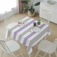 thumbnail image 6 of Purple Grey Stripe Table Cloth Waterproof Tablecloths, Modern Farmhouse Vertical Striped Tablecloth Dining Table Cover for Kitchen Party Tabletop Outdoor, Square Tablecloth 60x60 Inch, 6 of 9