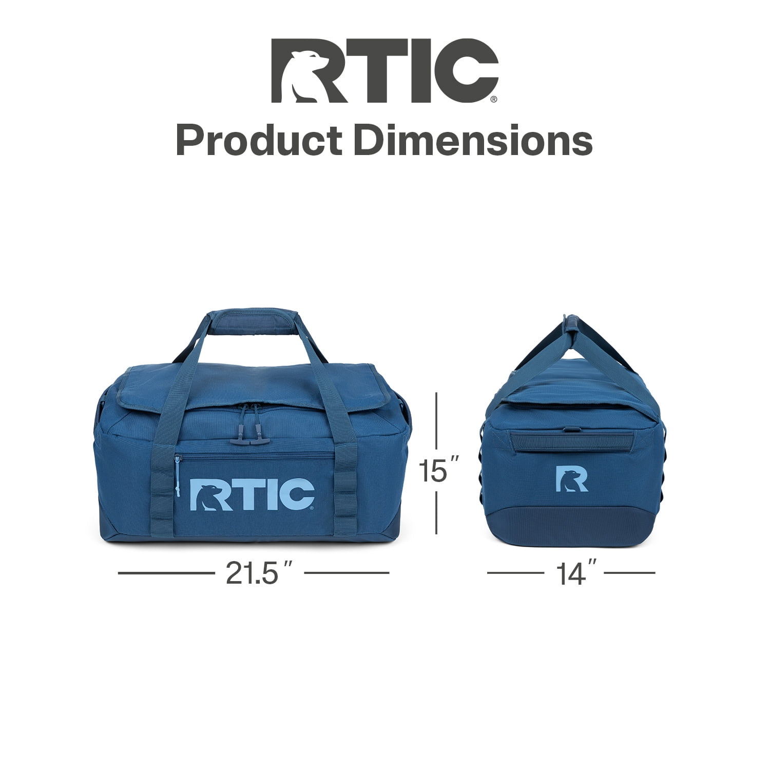 RTIC Road Trip Duffle Bag, Medium, Water Resistant, Durable Fabric, Navy & Denim
