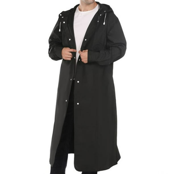 Injueey Chubasquero largo Unisex para senderismo, Camping, Poncho con capucha, impermeable a prueba de viento, escalada, ropa de lluvia para hombres y Paraguas de lluvia Negro XL Injueey HA067013-06