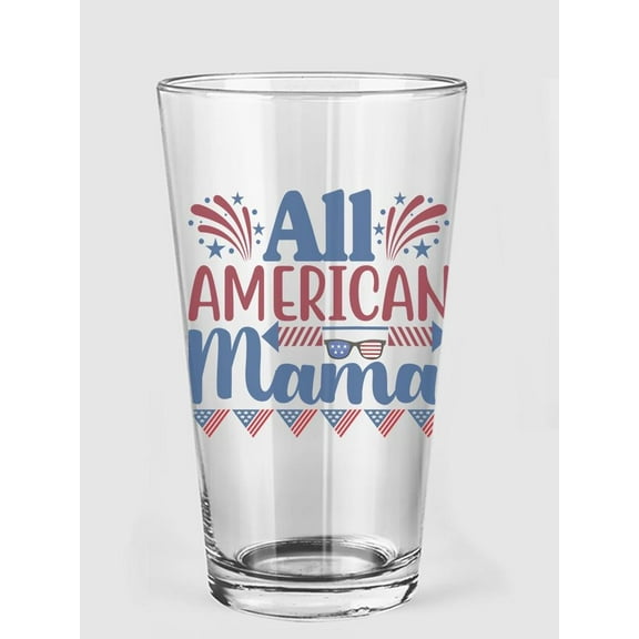 Smartprints All American Mama. Pint Glass -Image by Shutterstock, 16 oz Transparent Glass