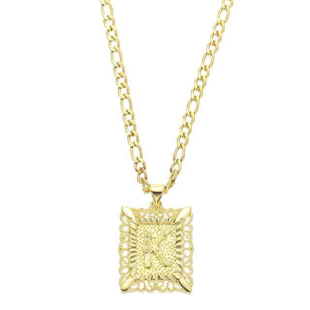 Collar de letra inicial de 20" Uxcell para hombres y mujeres, letra mayúscula K, dorado