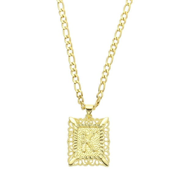 Uxcell 20" Initial Letter Pendant Necklace for Men Women, Capital Alphabet K, Gold
