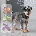 thumbnail image 2 of Bottes pour Chien Imperméables Antidérapantes Lot de 4 - Boucle à Verrouillage par Rotation & Oreilles Mignonnes pour Petites Races avec Semelle Robuste, Plancher en Bois, Chaussons d'Extérieur pour Randonnée sur Neige (Orange, Quatre Verges 6.5-7.95kg), 2 of 8