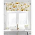 thumbnail image 2 of Thanksgiving Pumpkin Linen Curtain Valance for Bedroom/Bathroom/Kitchen/Office/Living/Dining Room Windows,Fall Harvest Vintage Leaves Rod Pocket Topper Drapes Decorative Cafe Drapery Panel 42x18, 2 of 6