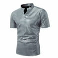thumbnail image 2 of pstuiky Camisas casuales de manga corta para hombre, Camisa de fiesta de discoteca para hombre, color sólido, cuello alto brillante, manga corta ropa de hombre xxl, 2 of 4