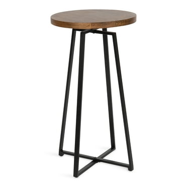 Kate and Laurel Zia Modern Side Table, 15 x 15 x 26, Natural Wood and Black, Decorative Round Metal End Table for Display and Storage