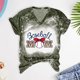 thumbnail image 5 of Fiudx Ofertas y Liquidaciones Camiseta Holgada Estampada con Cuello En V y Manga Corta para Mujer, 5 of 5