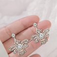 thumbnail image 7 of BNNG Personalized Diamond Bee Earrings Rhinestone Metal Earrings Bee Festival Gift Earrings Low Earrings Sparkly Rhinestone Dangle Earrings for Women, 7 of 7