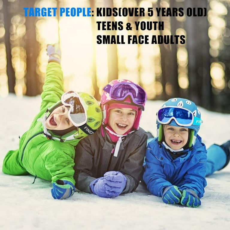 Findway Masque de Ski pour enfant, Lunettes de Ski OTG Masques de  Snowboard, Anti buée, 100% Anti-UV Masque et Lunettes de Ski pour les  garçons, les filles et les adolescents de 3