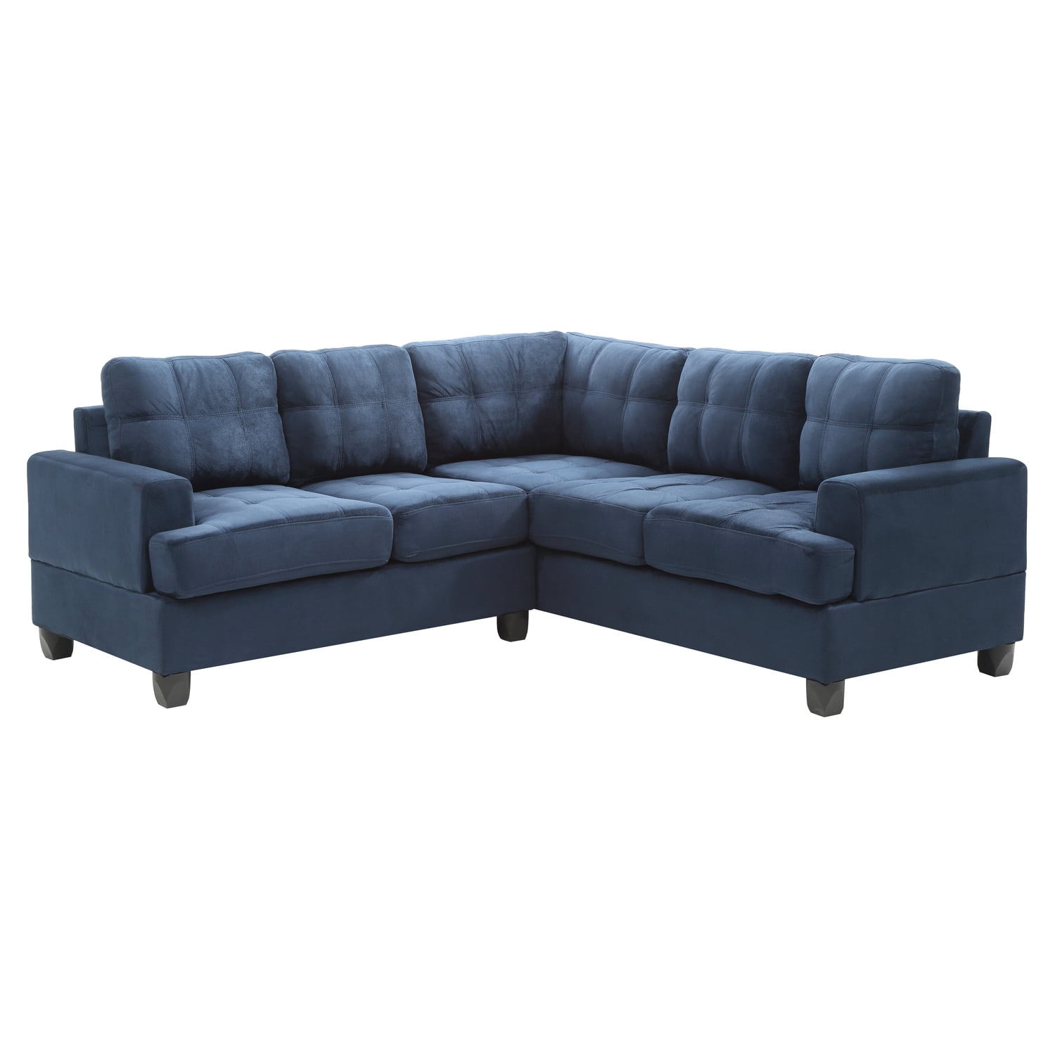 Glory Furniture Sandridge Microsuede Sectional in Navy Blue