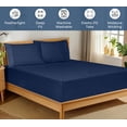 thumbnail image 3 of Royale Linens 100% Organic Cotton Fitted Sheet - Percale Weave - Super Soft Deep Pocket Bottom Sheets - Navy Elastic Sheet Twin Size - Twin Fitted Sheets Only - (39"x75"+15", Navy), 3 of 9