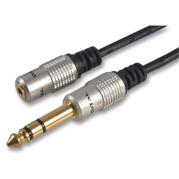 PRO SIGNAL - 3.5mm to 6.35mm (1/4") Stereo Jack Socket to Plug Lead, 300mm Black