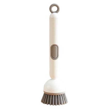 Cevemin Long-Handled Kitchen Cleaning Brush with Liquid Adding Feature – Multi-Functional Rotary Non-Stick Pot Brush for Pots Pans and Sinks