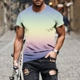 thumbnail image 2 of YLSDY Fashion Mens Tshirts Graphic Big and Tall Short Sleeve Athletic Shirt Summer Fashion Gradient Color Crewneck Pullover Tee Purple XXXXXL, 2 of 5