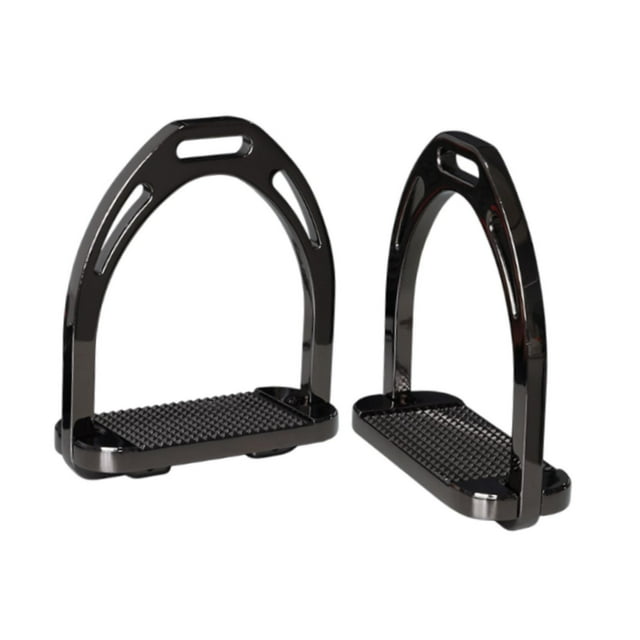 DYNWAVECA 2 Pieces Horse Riding Stirrups Replacement Easy to Use Anti-slip Shiny Equestrian Supplies Horseback Riding Tack for Training Brown