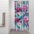 thumbnail image 3 of Vintage Floral Bee and Peony Shower Curtain 36x72, Artistic Botanical Pattern with Hooks, 3 of 5
