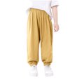 thumbnail image 4 of ZACPNCV 2PC Boys Girls Long Bloomers Soft Cotton Summer Pants Kids Solid Elastic Waist Harem Pants Basic Joggers Lounge Trousers Olive Green 8-9 Years, 4 of 9