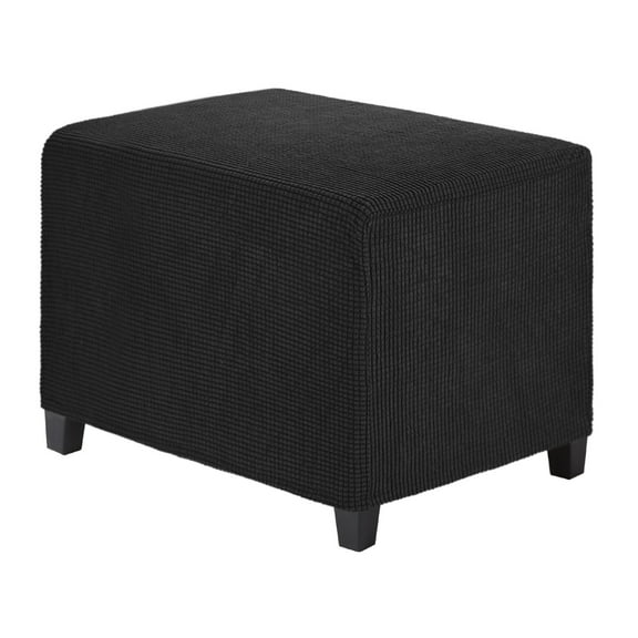 Uxcell 14" x 20" x 15" Stretch Rectangle Ottoman Cover Fabric Ottoman Slipcovers Footstool Protector for Living Room/Indoor [Black]