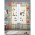 thumbnail image 4 of Sheer Curtain Panels Retro Love Rod Pocket Voile Window Curtains Rose Butterfly Flower Window Treatments Ligh Filtering Privacy Curtain Drapes for Bedroom Living Room 2 Panel Set 96 Inch Length,, 4 of 9