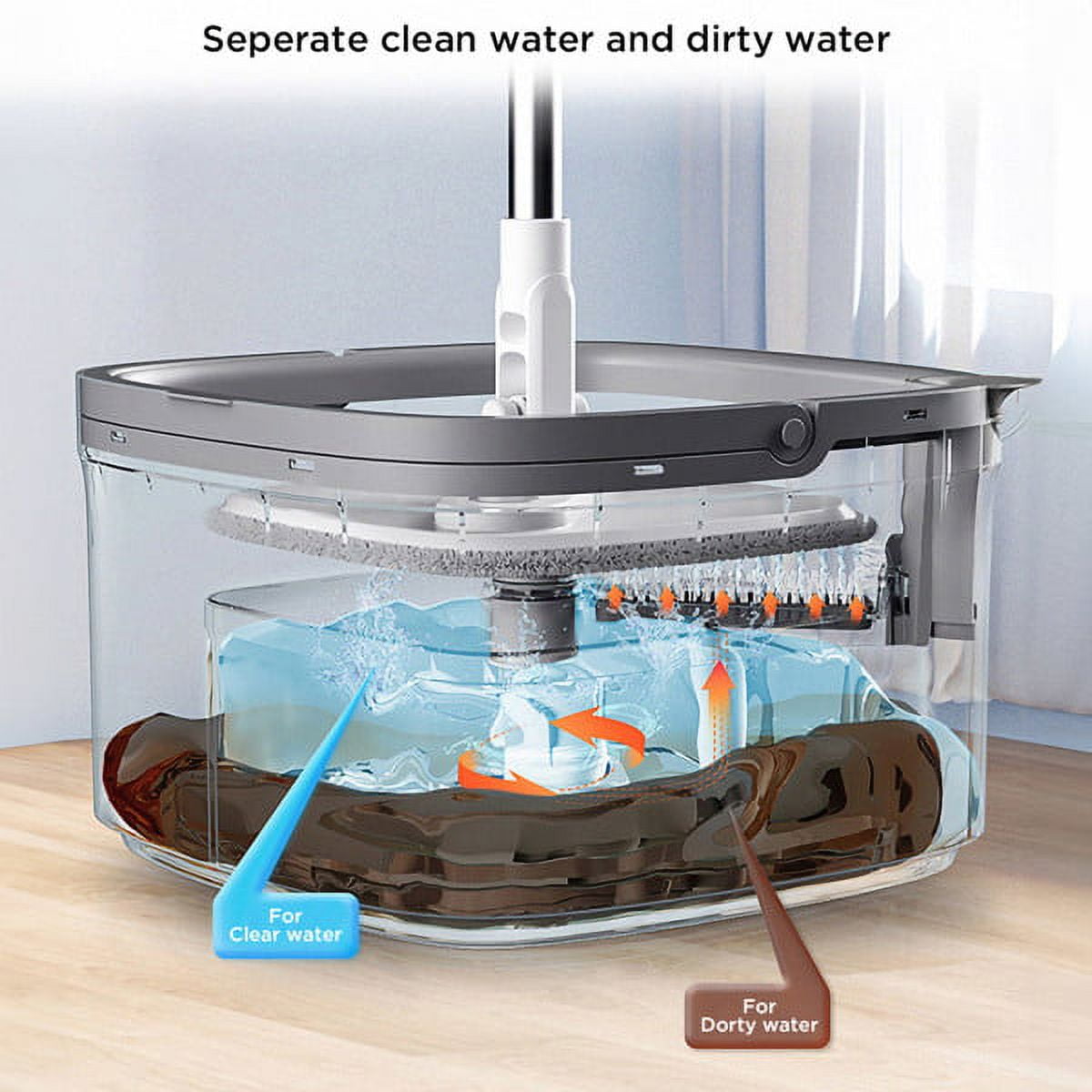 Joybos Spin Mop with Bucket Hand Free Mop with Bucket and Squeeze,Flat  Floor Microfiber Easy to Drain Home Cleaning Mops