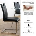 thumbnail image 3 of Modern Dining Chairs Set of 6, PU Faux Leather High Back Upholstered Side Chairs with Chrome Metal Frame and Thickened Padded Seat for Kitchen Living Room Dinner Room, Black, 3 of 6