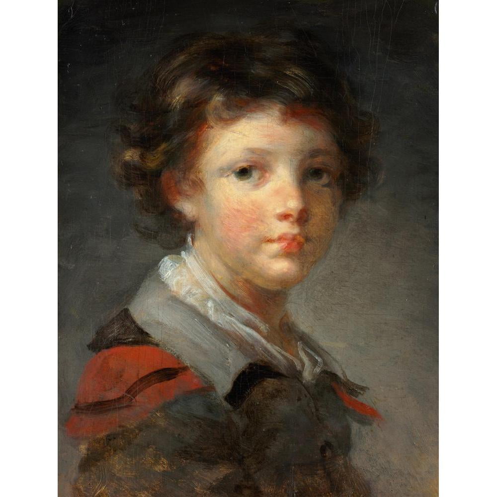 Jean-Honoré Fragonard 19x24 Black Modern Framed Museum Art Print Titled - A Boy in a Red-Lined Cloak (1780s)