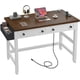 thumbnail image 1 of REKHHY 40" Small Desk with Power Outlets, Computer Desk with Drawers for Bedroom and Home Office, Writing Desk with Drawers and a Side Pocket, Vanity Desks for Bedroom, Dark Rustic Oak, 1 of 10