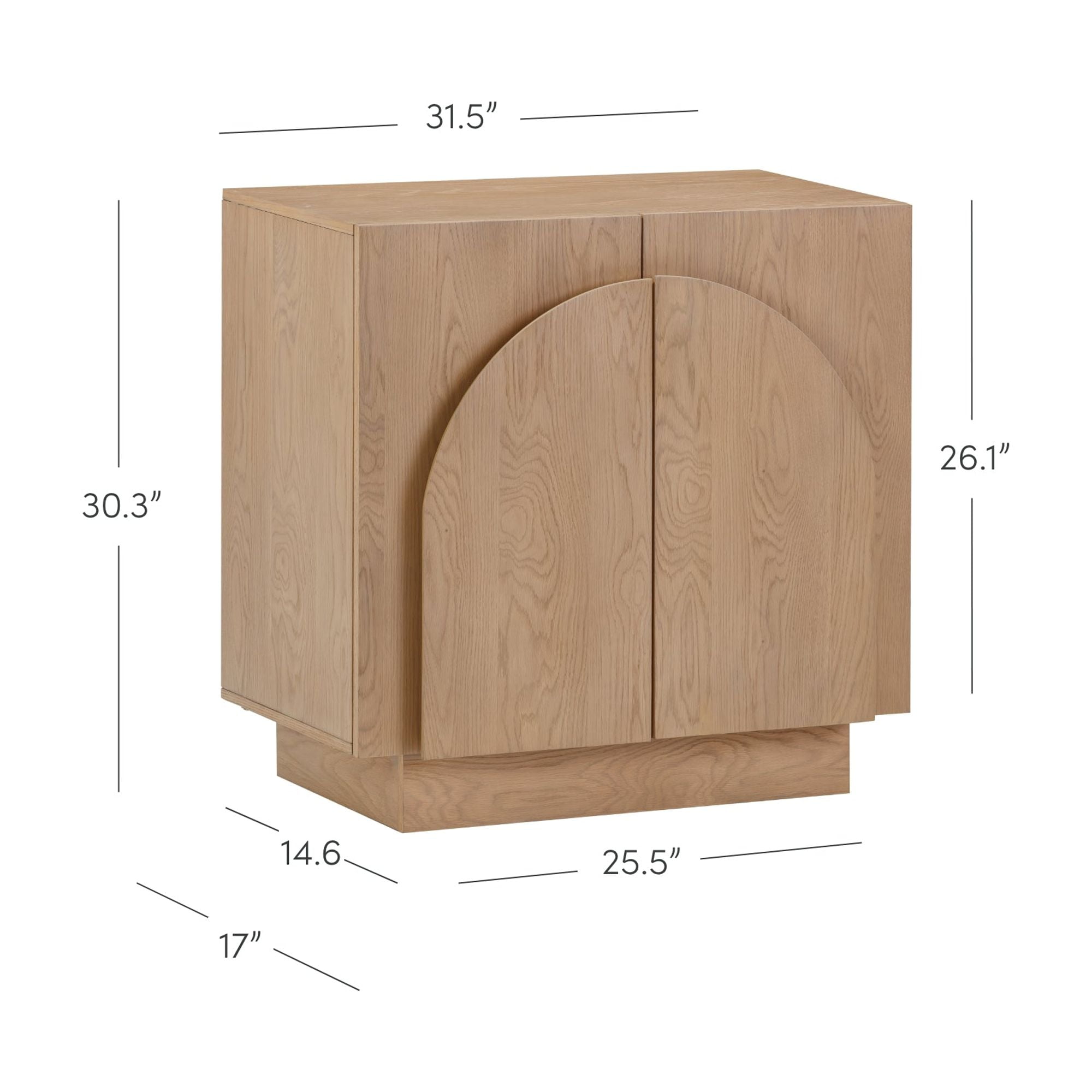 Nathan James Iris Mid-Century Modern Credenza, Brown Sideboard Buffet, Living Room Wood Storage Cabinet with Arched Cabinet Doors, Raw Oak