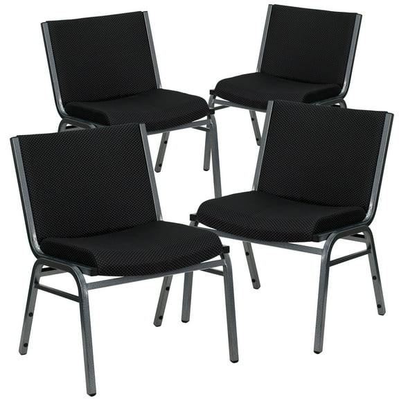 Flash Furniture Hercules Series Adult Big & Tall 1,000 lb. Rated Stacking Chairs, Set of 4, Black