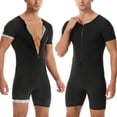 thumbnail image 4 of WMTBSRSW Short Sleeve Sauna Suits for Men Sauna Front Zipper One Piece Full Body Shaper for Yoga Workout Exercise Fitness Silver Small, 4 of 8