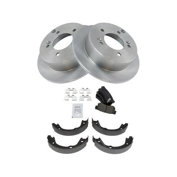 Rear Brake Pad Rotor and Parking Brake Kit 4 Piece - Compatible with 2005 - 2010 Kia Sportage FWD 2006 2007 2008 2009