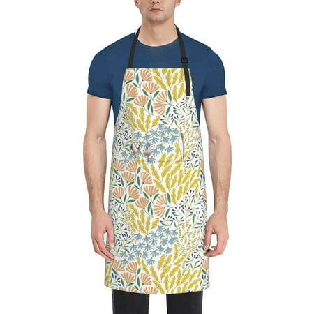 

Tebeau Boho Print Waterproof Cooking Aprons Adjustable Bib Soft Chef Apron with 2 Pockets for Men Women