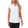 thumbnail image 1 of Blusa sin mangas con volantes de cuello en V para mujer INSPIRE CHIC, camisa elegante sólida blanca XS, 1 of 1