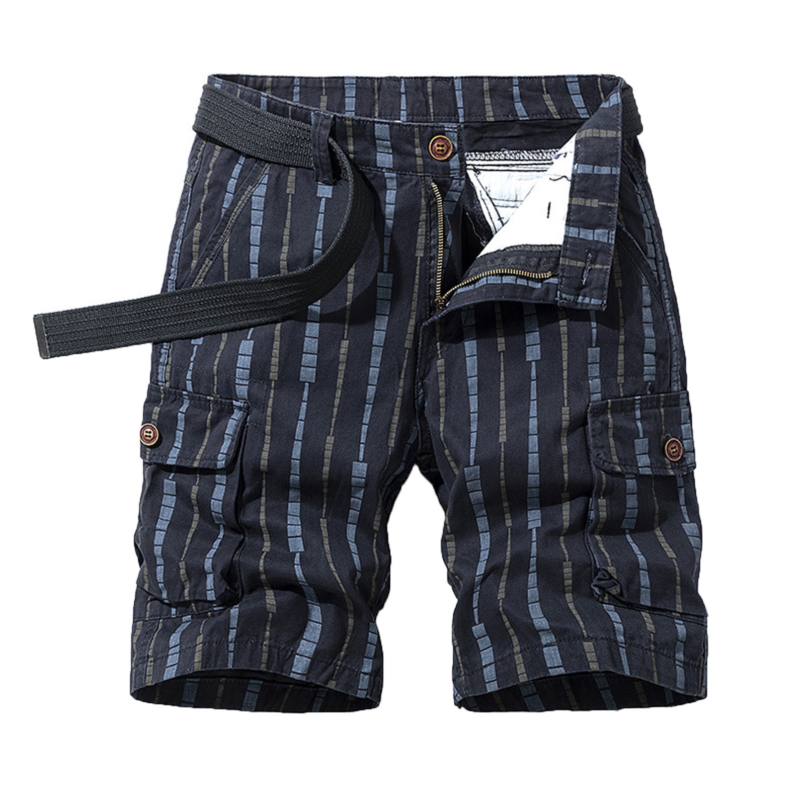 XFLWAM Cargo Shorts for Men Striped Cargo Pants Tactical Hiking Shorts Outdoor MultiPockets