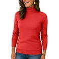 thumbnail image 4 of Nokdvo High Neck Sweaters for Women Sherpa Knitting Long Sleeve Solid Color Sweaters Fall Winter Casual Loose Ribbed Pullover Top,Red XL, 4 of 4