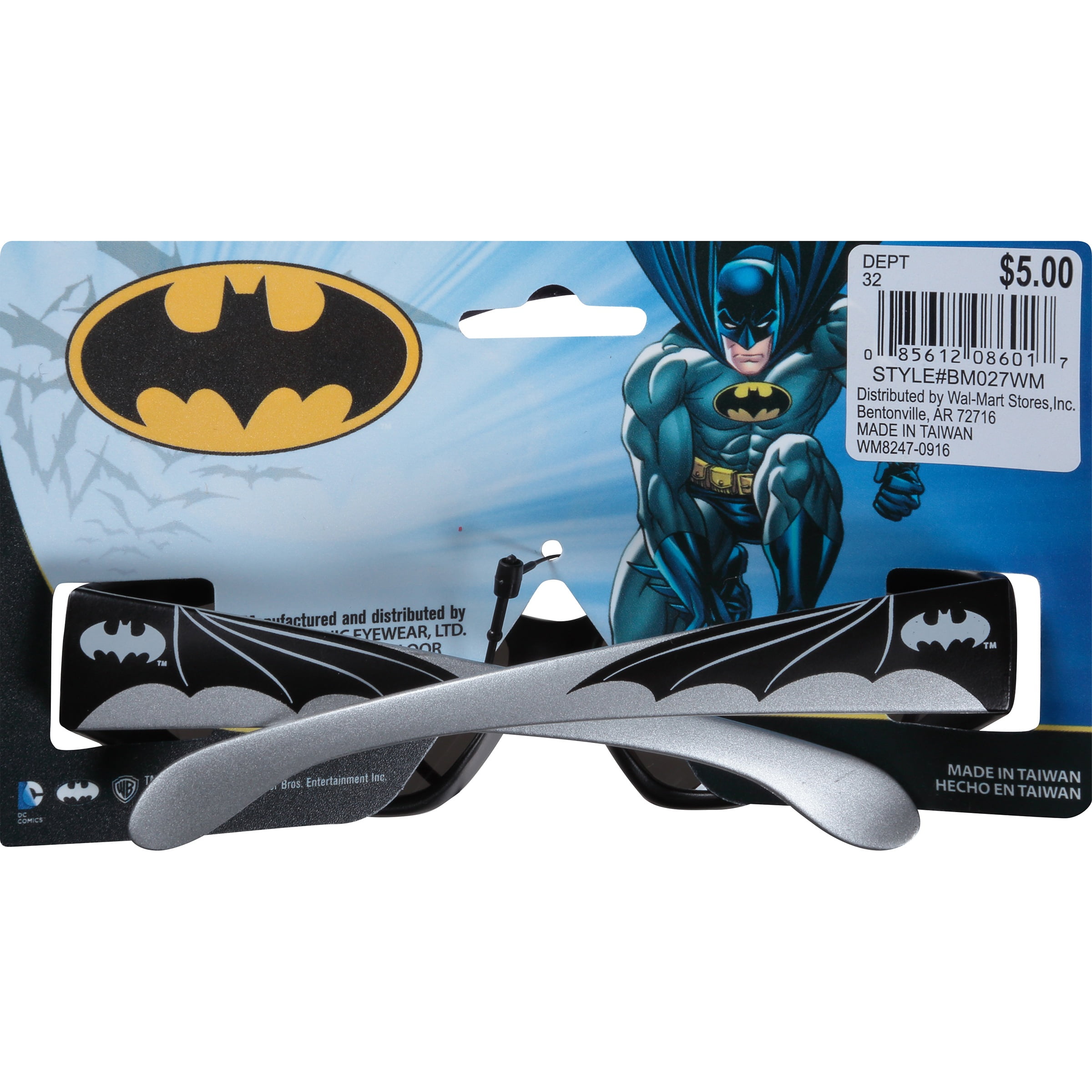 BATMAN DC 100% UV Shatter Resistant Sunglasses w/ Slide-On Character & Stickers 