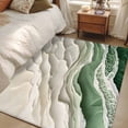 thumbnail image 4 of Abstract Green Area Rugs 3x5 ft Beige Ocean Wave Oil Painting Style Modern Washable Rug Non Slip Indoor Carpet Absorbent Floor Mat for Living Room Bedroom Dining Room, 4 of 9