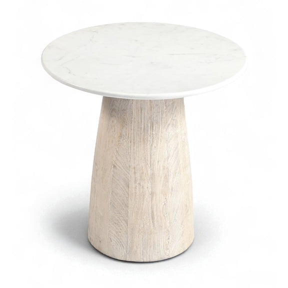Meridian Furniture Liona White Marble And Mango Wood End Table